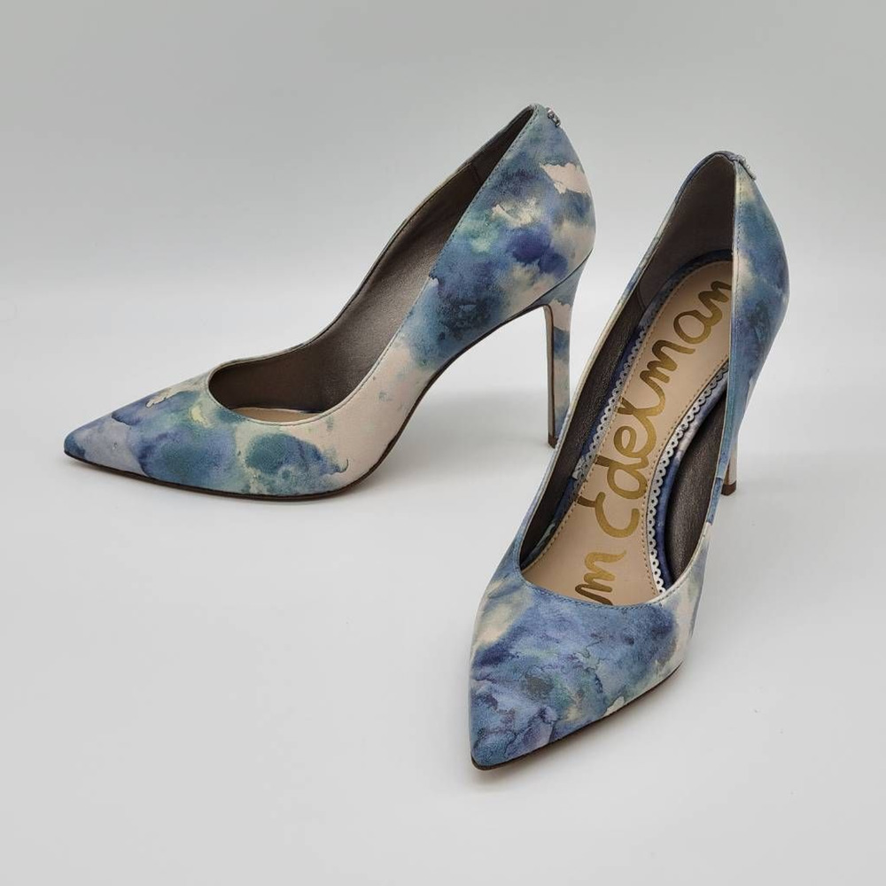 Sam Edelman Womens Classic Pump Hazel Stiletto Heels Shoes Blue White Tie Dye 7